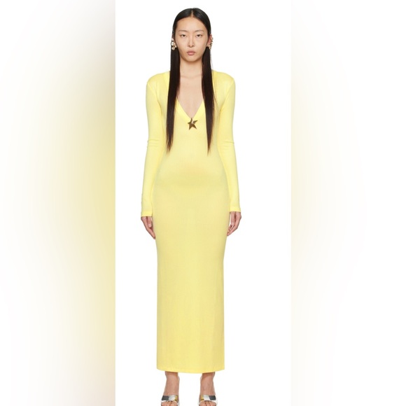 AREA Star Stud Maxi Yellow Dress - Picture 2 of 3
